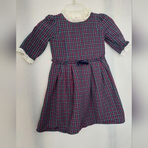 Angel Plaid Dress with Ruffle Collar